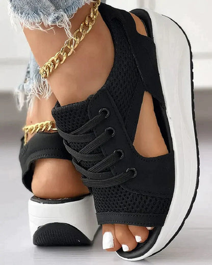 Athena Lace Up Sandals in Mesh