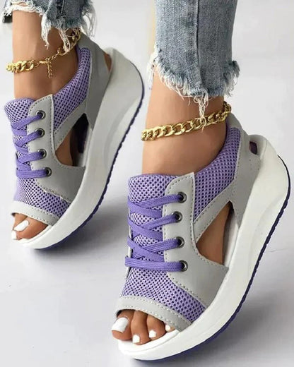 Athena Lace Up Sandals in Mesh