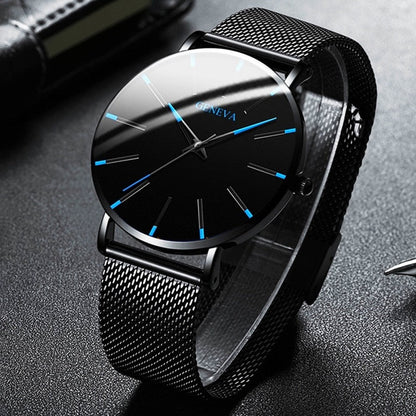 Geneva - Ultra Thin Minimalist Black Watch